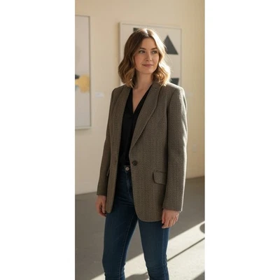 Chaqueta Blazer Bicci Florine Wachter Lana Espiga Clásica Talla 10 Hecha en EE. UU. Foto 1 de 4