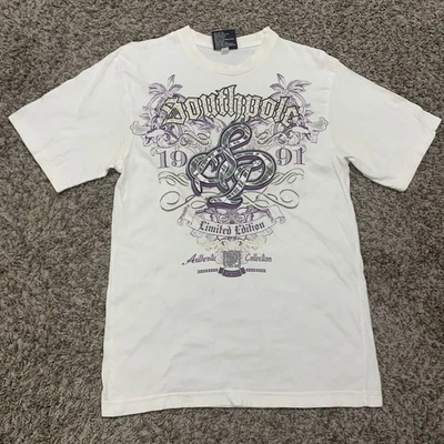 Camisa Southpole Premium Niños Talla M 12-14 Blanca Tatuaje Grunge Y2K Punk LEER GUC Foto 1 de 4