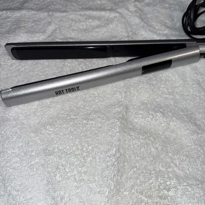 Hot Tools Pro Signature Flat Hair Iron Straightener Straightening silver B - Image 1 of 4