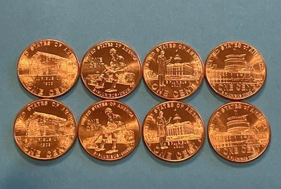 Collection Of 2009 UNC BU Lincoln Penny, P&D Mint Marks - Full Set 8 Coins - Image 1 of 2