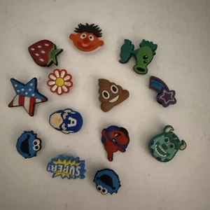 Crocs Jibbitz Charms Assorted Lot of 13 Sports, Food, Marvel,Pixar,Sesame Street - Picture 1 of 4