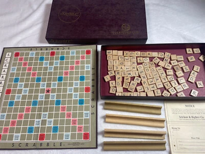 Vintage Scrabble Game 1948-1953 Selchow Righter Co Complete 100 Wood Tiles - Image 1 of 4