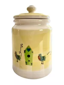 Barattolo biscotti vintage cassa e barile Bluebird Birdhouse ceramica pietra dura nuovo - Foto 1 di 10