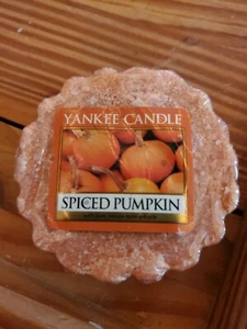 NUEVO Yankee Candle Spiced Calabaza Cera Tarta Derretir Etiqueta Blanca Pequeña Naranja  - Imagen 1 de 2