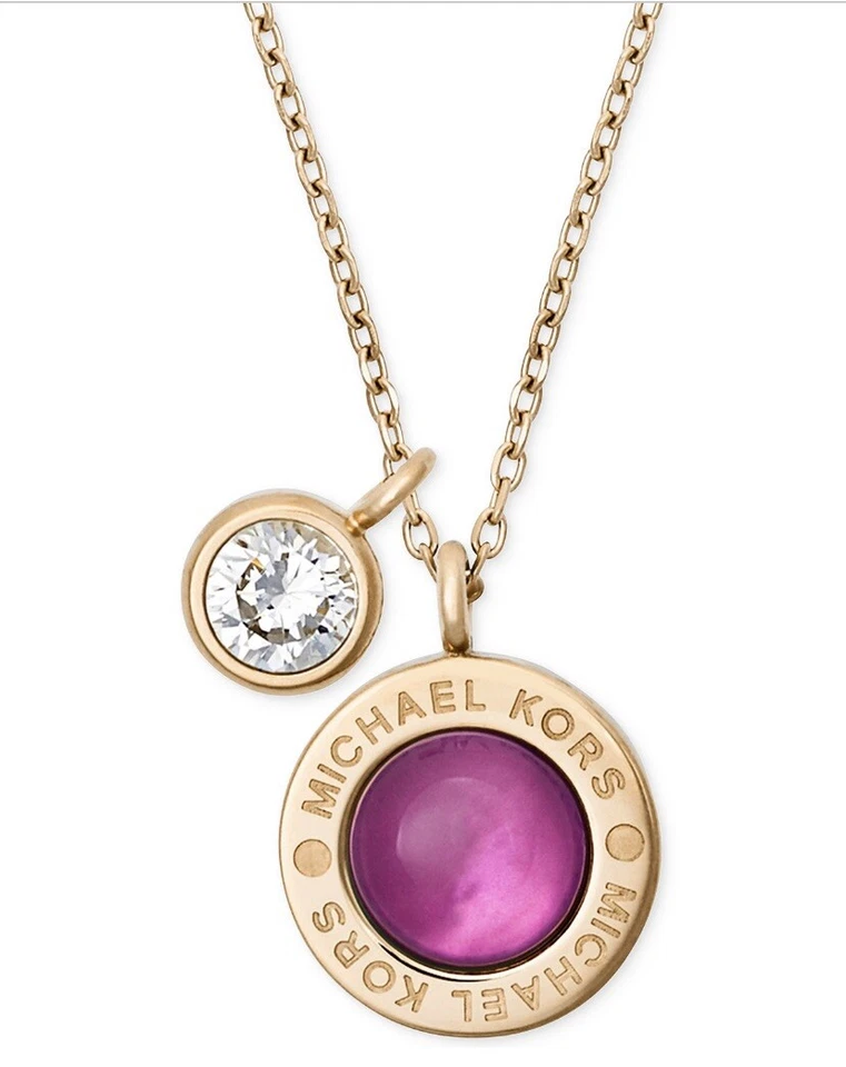 $95 Michael Kors Mother Of Pearl Gold Tone Necklace D12 - Изображение 1 из 4