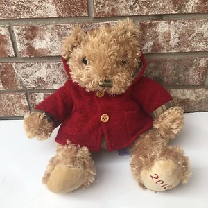 Animal Adventure Teddybär rot mit Kapuze Erbsenmantel 2010 13 Zoll Stofftier Spielzeug - Bild 1 von 8