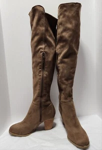 Report Stretch Faux Suede Knee High boots Light Brown Tan.        Size 7 - Picture 1 of 14
