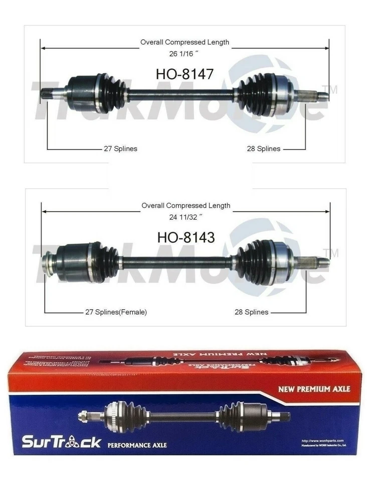 For Honda CR-V 2002-2006 4WD AWD FWD Pair of Front CV Axle Shafts SurTrack Set - Image 1 of 1