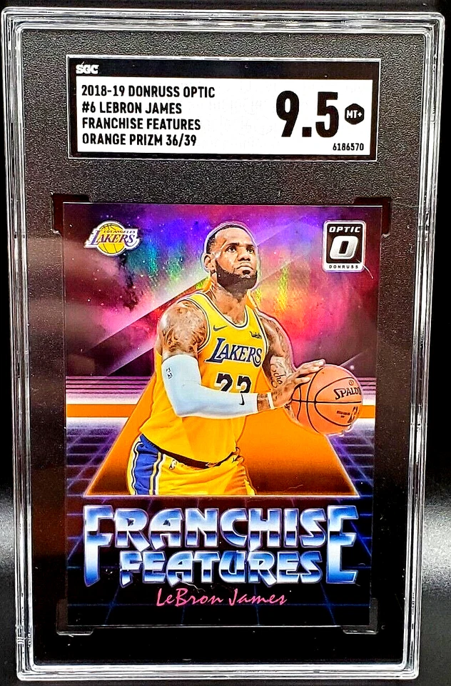 LEBRON JAMES 18-19 DONRUSS OPTIC FRANQUICIA CARACTERÍSTICAS NARANJA PRIZM 36/39 SGC 9.5 Foto 1 de 4