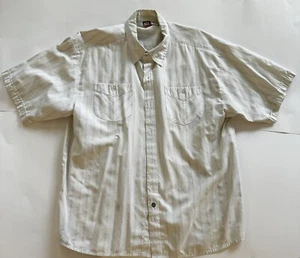 Vintage OP Ocean Pacific Shirt Men’s XL White Striped Short Sleeve Button Down - Picture 1 of 4