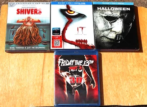 HORROR BLU-RAY LOT: SHIVERS, IT CHAPTER 2, HALLOWEEN, FRIDAY 13TH PART 3 3D NEW - Picture 1 of 1