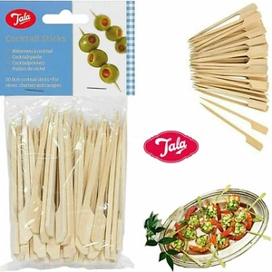 Tala 50x 9cm Bamboo Wooden Cocktail Sticks Burger Canapés Buffet Olives BBQ - Picture 1 of 1