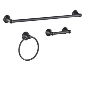 Forious 3 Piece Bath Hardware Towel Bar Set in Matte Black 19108B3A - Picture 1 of 1