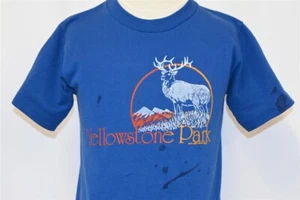 vtg 80s YELLOWSTONE NATIONAL PARK DISTRESSED ELK SOUVENIR t-shirt YOUTH SMALL S - Picture 1 of 5