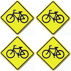 Cycling Street Sign Patch [Set of 4] Bicycle Bicycling Bike Biking Patches Lot