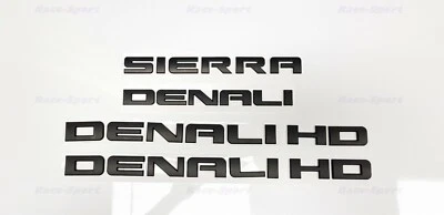 4PCS Set Matte Black GMC SIERRA DENALI HD Duramax 2500HD 3500HD Letters Emblems - Image 1 of 4