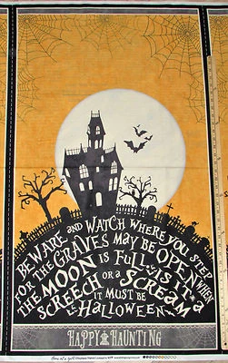 Come Sit a Spell Happy Haunting Graveyard Halloween Fabric  23" Panel  #84392 - Image 1 of 2