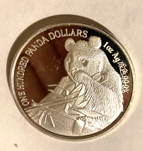 1989 Hong Kong 1 OZ 999 Fine Silver Coin Chinese Panda One Hundred dollars 100 - Picture 1 of 2