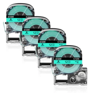Etiqueta 4PK Negra sobre Verde 1/2" Compatible para Cinta K-Sun 212BG Epson 212BGPX PX - Imagen 1 de 8