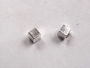 Tiny Cube Square Stud Earrings 925 Sterling Silver 