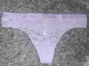 NeW Vs Pink All Over Floral lace thong Panty Size XS Lavender - Picture 1 of 2