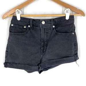 Madewell High Rise Denim Shorts K6156 Womens Black Jean Stretch Size 26 - Picture 1 of 7