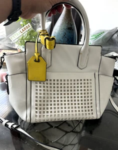 Faux Leather Reed Tote Bag with Outside Pocket and Long Strap - Picture 1 of 2