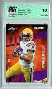 Justin Jefferson 2020 Leaf HYPE! #54A Purple SP, Only 10 Made Rookie Card PGI 10 - Picture 1 of 1