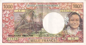 Banconota 1000 Franchi Nuova Caledonia 1983 P-64b VF+/XF - Foto 1 di 4