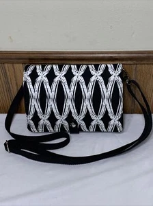 Thirty One Crossbody Purse Double Up Organizer Black Links NEW - Picture 1 of 15