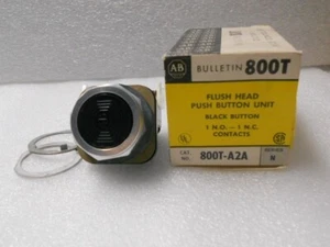 New Allen Bradley 800T-A2A Flush Head Push Button 30mm Black Momentary Ser.N NIB - Picture 1 of 3