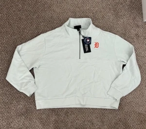 MLB Women's Light Blue Detroit Tigers Quarter-Zip Size L (K38) - Picture 1 of 3