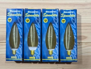 (QTY 4) NEW Bulbrite Spunlite 25C11A 25W 130V Spun Thread Amber Candelabra Bulb  - Picture 1 of 5