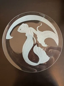 Art deco mermaid Artist Hall signed glass Large plate 13.25 inch - Picture 1 of 5