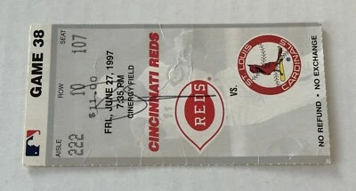 June 27 1997 Cincinnati Reds St Louis Cardinal Reggie Sanders Signed Ticket Stub - Image 1 of 3
