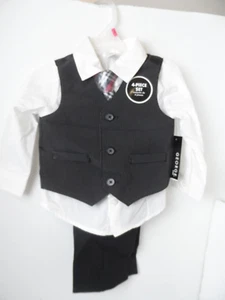 George Kleinkinder Jungen 4-teiliges Anzug Weste Krawatte Shirt lange Hose Set schwarz 18M - NEU - Bild 1 von 6