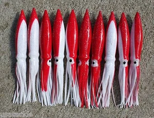 LOT OF 10 COT 9" SHELL BULB SQUID GREAT 4 DAISY CHAIN SPREADER BAR -RED WHITE - Picture 1 of 2