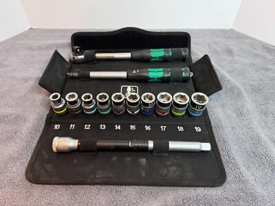 Juego de trinquete híbrido Wera 8006 SC 1 Zyklop, accionamiento de 1/2", métrico 10-19 mm 13 piezas Foto 1 de 4