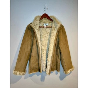 Coldwater Creek Y2K Faux Fur Faux Suede Full Zip Jacket Petite Large  - Picture 1 of 8