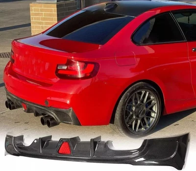Диффузор кромка для заднего бампера BMW M235i M240i F22 F23 2014-2019 НАСТОЯЩИЙ КАРБОН со светодиодами - Изображение 1 из 4