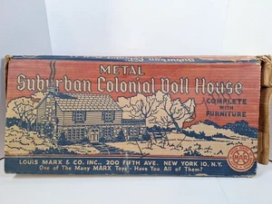 Puppenhaus Vorstadt Kolonial aus Metall, mit Originalkarton - Bild 1 von 24