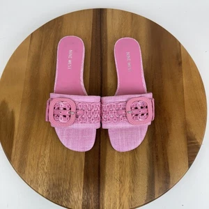 Scivoli donna nuovi Nine West Horaey rosa fibbia rafia taglia mancata corrispondenza 7 L 7,5 R - Foto 1 di 7