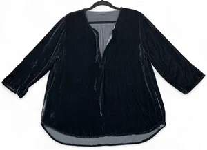 CP Shades Velvet Tunic Top Womens L Dark Blue Relaxed Lagenlook Boho Witchy - Picture 1 of 17