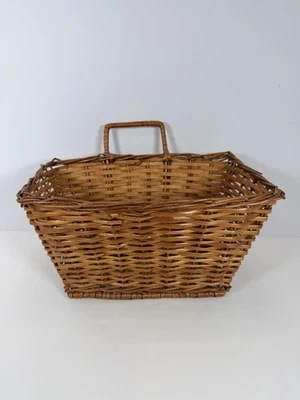 Wicker Wall Basket To Hang Primitive Style From Yugoslavia. Cottage Core Decor - Image 1 of 4