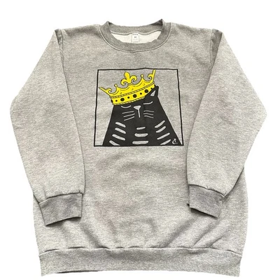 Sudadera Gato Dama Caja Gris Gato Reina Corona Talla Mediana En muy buena condición Foto 1 de 4