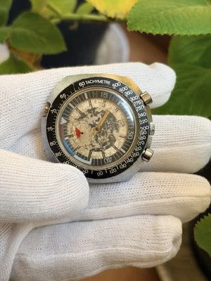 Vintage Sicura Chronograph Graphe Mens Watch 17 Jewels Parts Or Repair - Image 1 of 4