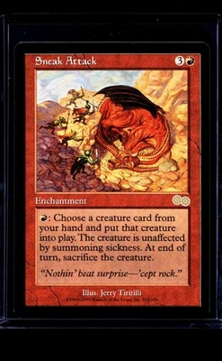 1998 MTG Magic The Gathering Urza's Saga Vintage #218 Sneak Attack - Image 1 of 2