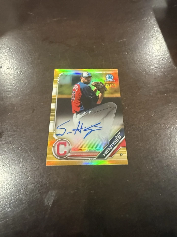 Sam Hentges 2019 Bowman Chrome Gold Refractor Auto Autograph #41/50 - Image 1 of 2