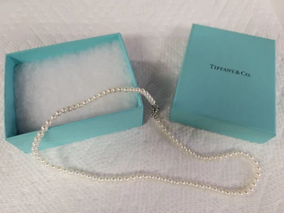 Collar de perlas de plata de ley de 16" de 4,4 mm 11,2 gramos de Tiffany & Co con caja~ Foto 1 de 4