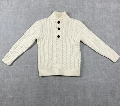 Janie and Jack Sweater Boys 3 Cable Knit Pullover Button Collar Knitwear Toddler - Image 1 of 4